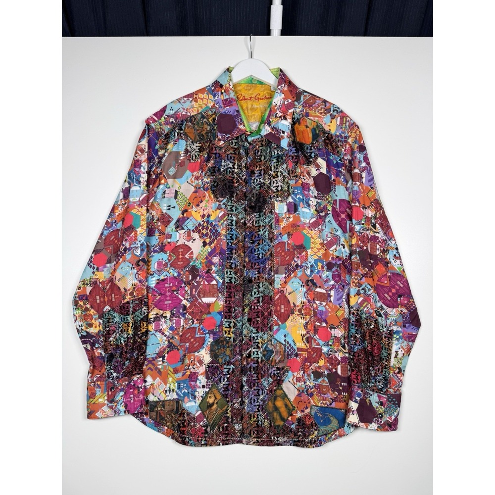 Robert Graham Limited Edition Shirt size 3XL (Fits XL) Embroidered Blue Colorful